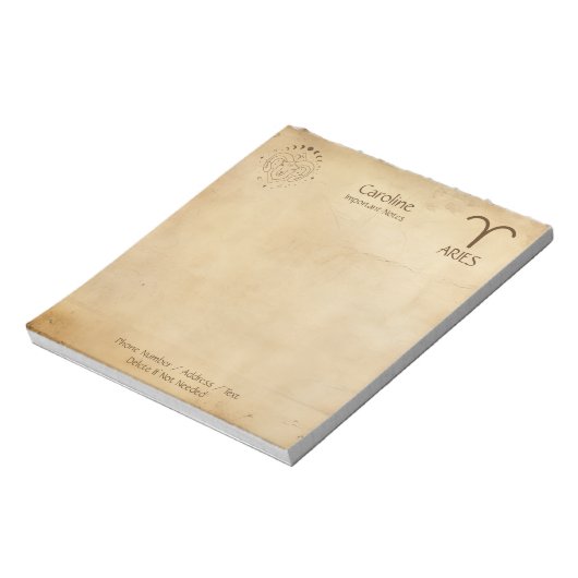 Sterrenbeeld Ram -  Notitieblok (Linkerzijde)