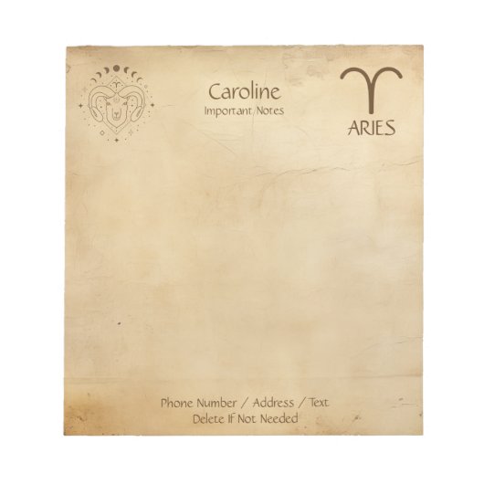 Sterrenbeeld Ram -  Notitieblok (Voorkant)