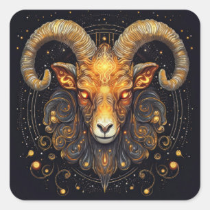 Sterrenbeeld Ram Steampunk Vierkante Sticker