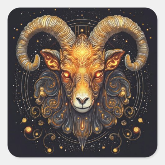 Sterrenbeeld Ram Steampunk Vierkante Sticker (Voorkant)