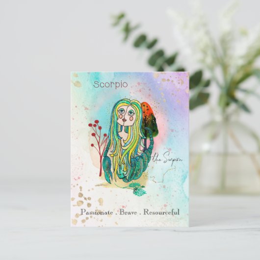sterrenbeeld Schorpioen Het Schorpioen Meisje Groe Briefkaart (Staand voorkant)