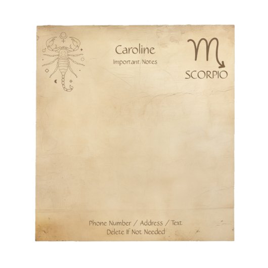 Sterrenbeeld Schorpioen -  Notitieblok (Voorkant)