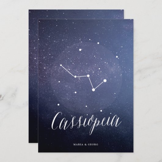 Sterrenbeeld Sterren Tafelnummer Cassiopeia (Voorkant / Achterkant)