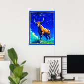 Sterrenbeeld Stier Geworteld in Aarde en Hemel Poster (Thuiskantoor)