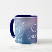 Sterrenbeeld STIER Paarse Blauwe Naam Monogram Mok (Voorkant links)