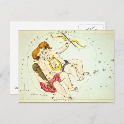 Sterrenbeeld: Tweelingen Briefkaart (Voorkant / Achterkant)