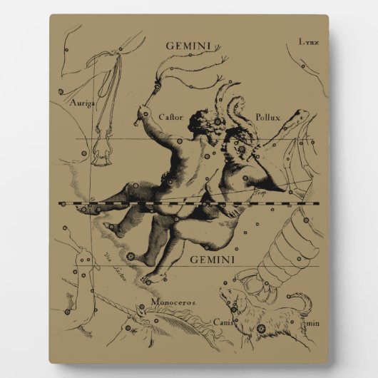 Sterrenbeeld Tweelingen Dierenriem Hevelius 1690 Fotoplaat (Voorkant)