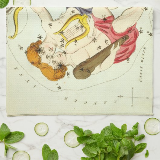 Sterrenbeeld: Tweelingen Theedoek (Gevouwen)