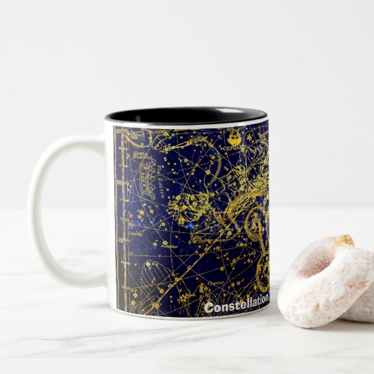Sterrenbeeld van de Draak Tweekleurige Koffiemok (Met donut)