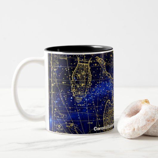 Sterrenbeeld van de Hagedis Tweekleurige Koffiemok (Met donut)