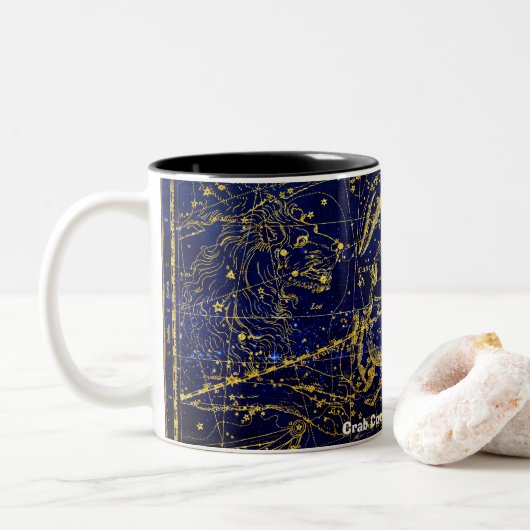 Sterrenbeeld van de Krab Tweekleurige Koffiemok (Met donut)