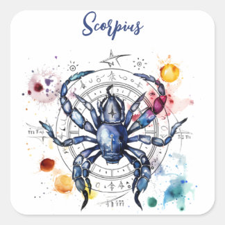 Sterrenbeeld van Scorpius in de waterverf Vierkante Sticker