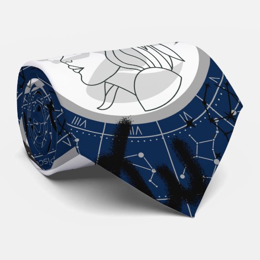 Sterrenbeeld - Virgo.b D Blue BG Stropdas (Opgerold)