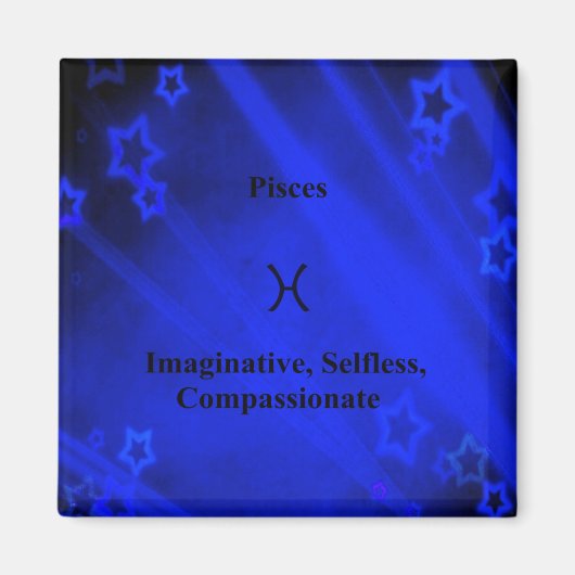 Sterrenbeeld: Vissen 2 inch vierkante magneet (Voorkant)