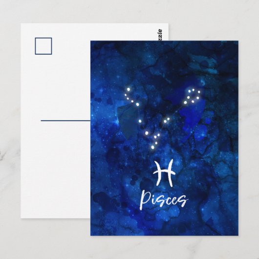 Sterrenbeeld Vissen Blauwe Sterrenstelsel Hemellic Briefkaart (Voorkant / Achterkant)