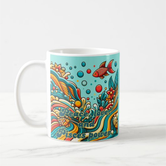  sterrenbeeld Vissen in jaren 60 Stijl Koffiemok (Links)