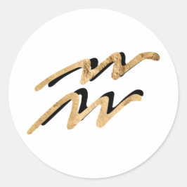 Sterrenbeeld Waterman astrologie symbool goud zwar Ronde Sticker