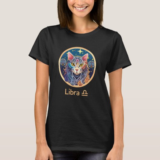 Sterrenbeeld Weegschaal - kat illustratie T-shirt (Voorkant)