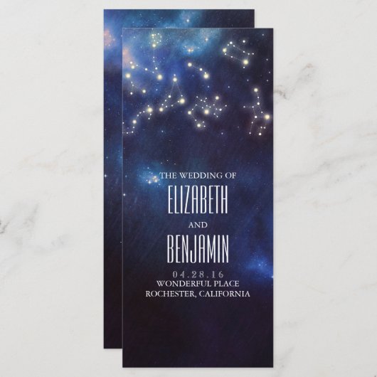 sterrenbeelden | Constellatie Trouwprogramma's Programmakaart (Voorkant / Achterkant)