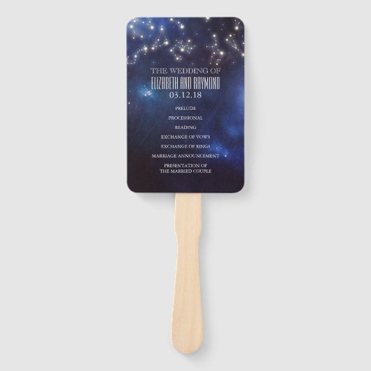 Sterrenbeelden | Constellation huwelijksprogramma Handwaaier (Voorkant)