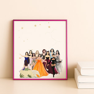 Sterrenbeelden, mode schets, kunstwerk, landschap, poster