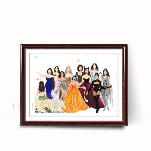 Sterrenbeelden, mode schets, kunstwerk, landschap, poster