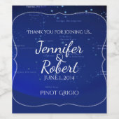 Sterrenbeelden op Blue Wedding Wine Label Wijn Etiket (Enkel label)