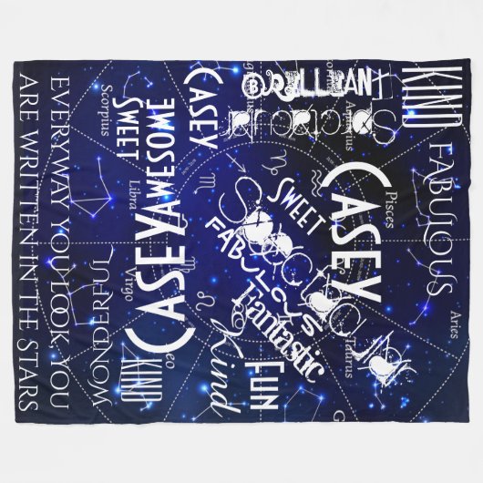 Sterrenbeelden personaliseren naam en woorden fleece deken (Voorkant (Horizontaal))