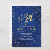 Sterrenblauw en roze Het is een Meisje Baby shower Kaart (Voorkant)