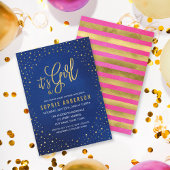 Sterrenblauw en roze Het is een Meisje Baby shower Kaart