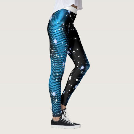 Sterrenblauw stippenpatroon op (uw kleur) leggings (Rechts)