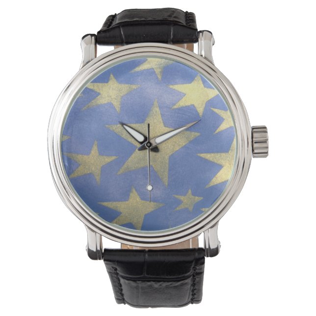 Sterrenblauwe en gouden horloge (Voorkant)
