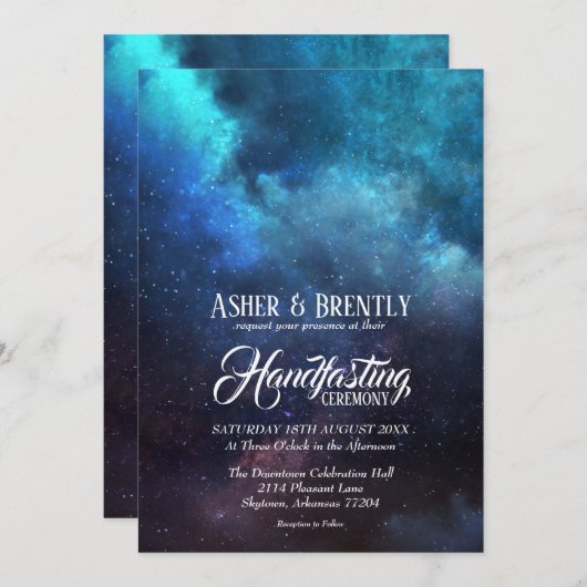 Sterrenblauwe nevel Modern wicca handfasting Kaart (Voorkant / Achterkant)