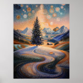 Sterrenboom in pointillistische stijl poster (Voorkant)