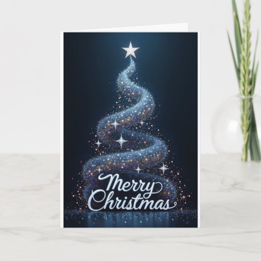 Sterrenboom – Vrolijk Kerstfeest Glans Kaart (Voorkant)