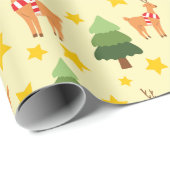 Sterrenbos Kerstrendier Geel Naadloos Cadeaupapier (Rol Hoek)