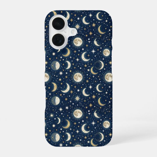 Sterrencafé en Maanpatroon iPhone 16 Hoesje (Achterkant)