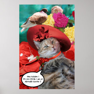 STERRENCAT PRINSES TATUS, RODE HOED MET DUIF POSTER