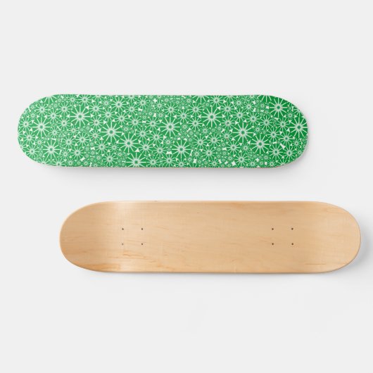 Sterrencode Abstract - Grasgroen op Wit Persoonlijk Skateboard (Horizontaal)