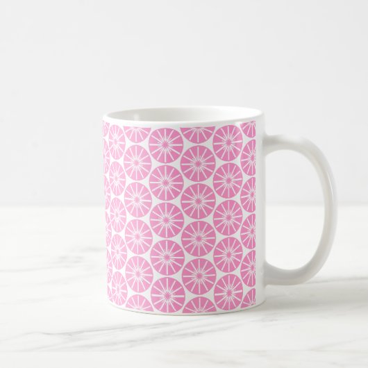Sterrencodepatroon - Roze op Wit Koffiemok (Rechts)
