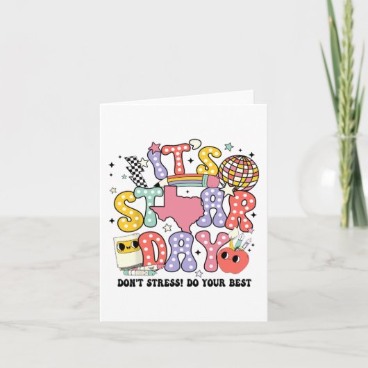Sterrendag Dont Stress Doe je beste testdag Groovy Kaart (Voorkant)