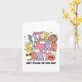 Sterrendag Dont Stress Doe je beste testdag Groovy Kaart (Gele Bloem)