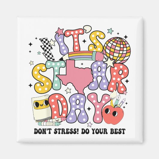 Sterrendag Dont Stress Doe je beste testdag Groovy Magneet (Voorkant)