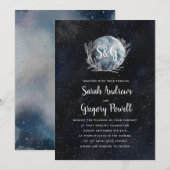 Sterrendag Maanlicht Nacht Monogram Huwelijksuitno Kaart (Voorkant / Achterkant)