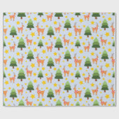 Sterrendier Nights Kerstboom Lichtblauw Cadeaupapier (Vlak)