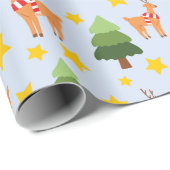 Sterrendier Nights Kerstboom Lichtblauw Cadeaupapier (Rol Hoek)