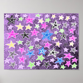 Sterrendoodle-schetskunst Poster