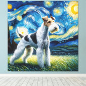 Sterrendraad Fox Terrier Hondenportret Canvas Afdruk (Insitu (Houten vloer))