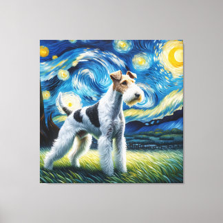 Sterrendraad Fox Terrier Hondenportret Canvas Afdruk