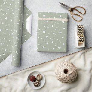 Sterrendroom Boho Print Kinderen Sage Groen Lucht Cadeaupapier